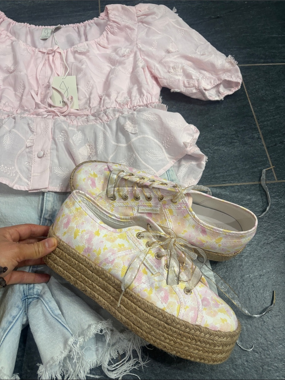 NWOT 41.5 loveshackfancy superga platform espadrille sneakers